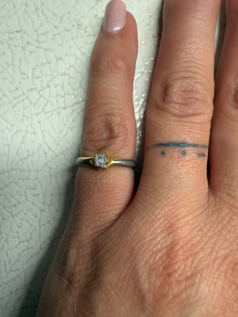 Vintage Gold Solitaire Ring with Clear Stone - Picture 2 of 9